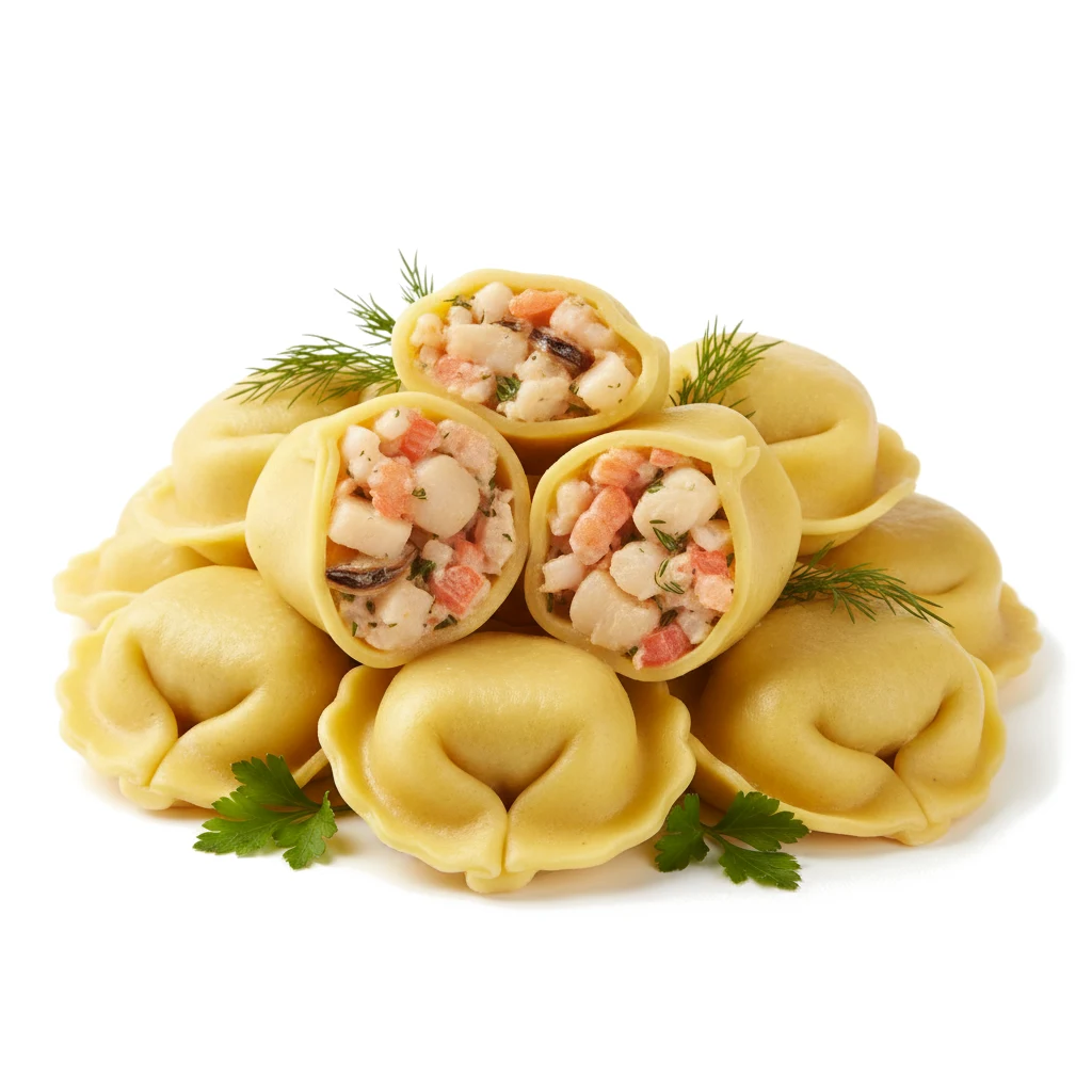 Макаронные изделия с начинкой из морепродуктов