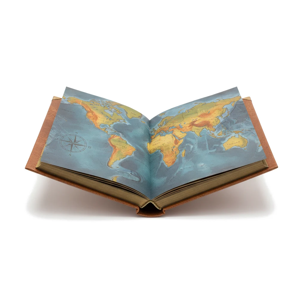 Географическая карта в виде книги